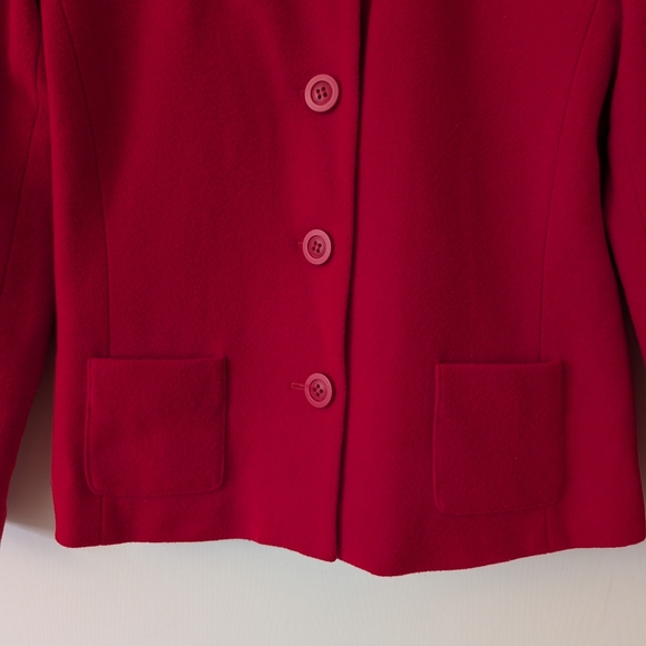 Vintage Harve Benard Womens 10 Wool Blend Red Jacket Classic Office Preppy - Picture 2 of 7